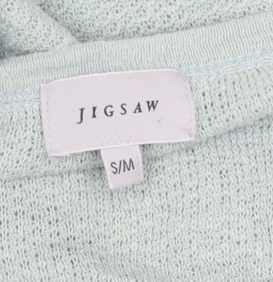 Jigsaw Women’s Green Linen Blend V-Neck Short Sleeve Knit Top S