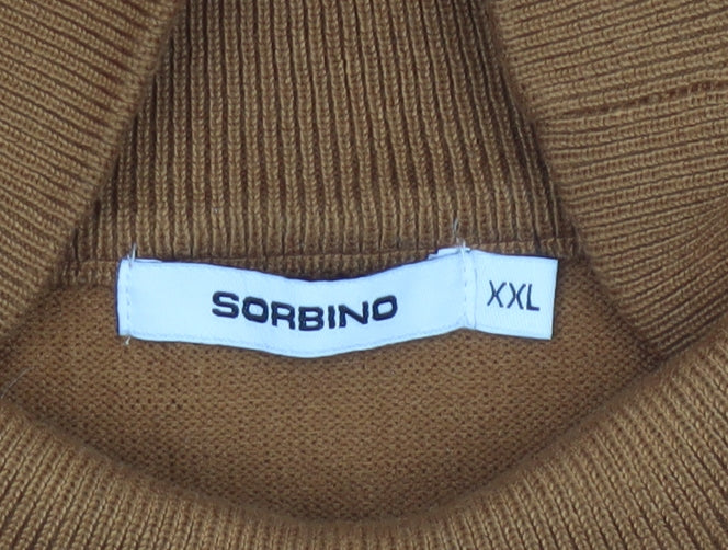 Sorbino Men’s Brown Roll Neck Pullover Jumper 2XL Viscose Knit