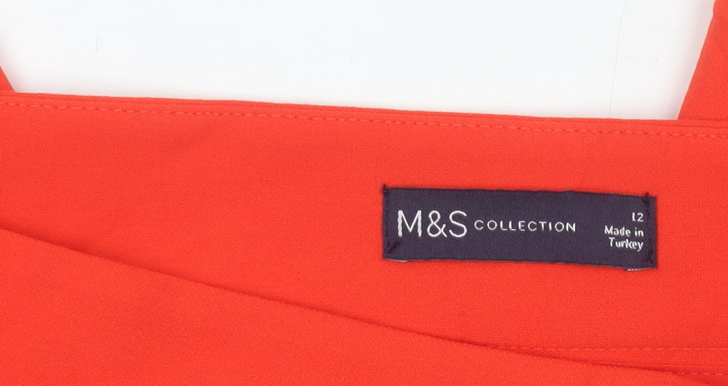 Marks and Spencer Women Red Ankle Zip Slim Trousers Size 12