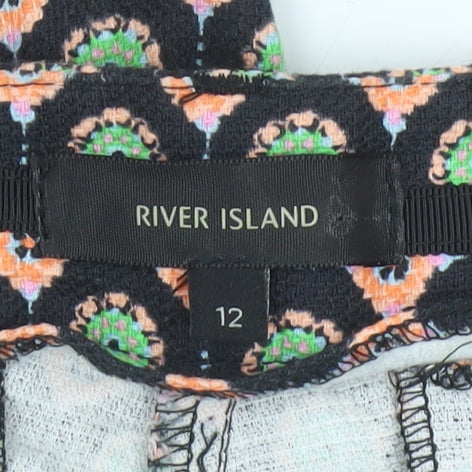 River Island Womens Multicoloured Geometric Slim Tapered Trousers Size 12
