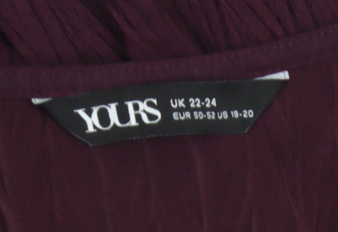 Yours Women's Purple Sleeveless V-Neck Button Blouse UK 22