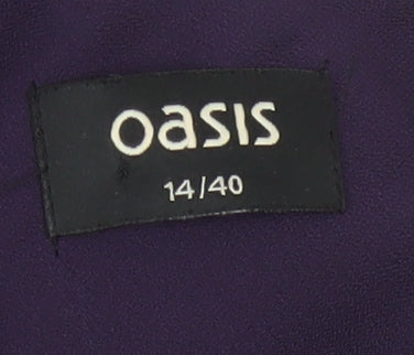 Oasis Women's Purple A-Line Sleeveless Lace Pleated Dress Size 14