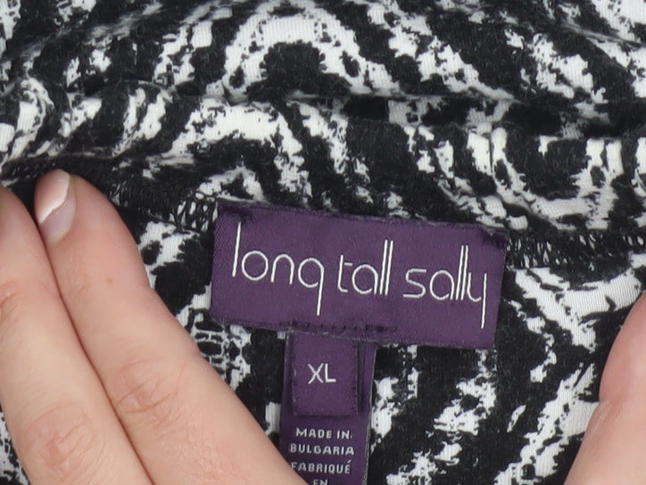 Long Tall Sally Women's Black Geometric Pencil Skirt XL Viscose Stretch