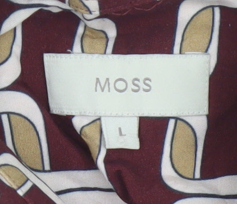 Moss Womens Burgundy Geometric Long Sleeve Button-Up Shirt Size L
