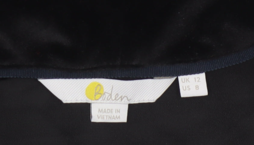 Boden Women Black Velvet Wrap Blouse UK 12 Long Sleeve