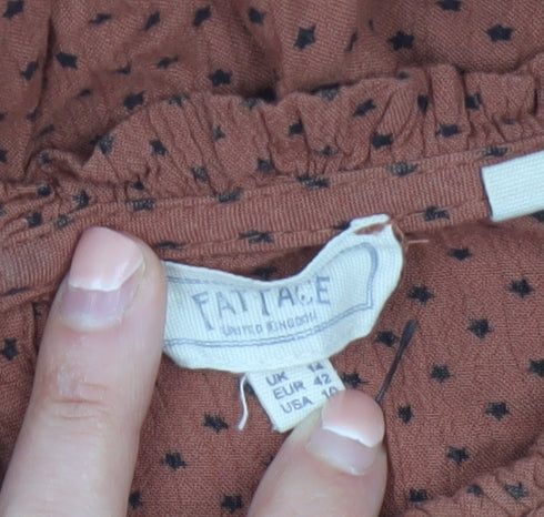 FatFace Women Brown Polka Dot Knee Length Shift Dress Size 14