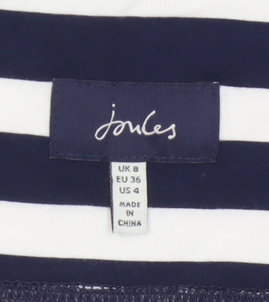 Joules Women’s Blue White Striped A-Line Jersey Skirt Size 8