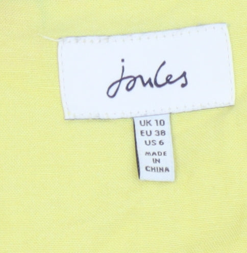 Joules Women's Yellow Floral Shirt Dress Size 10 Linen Blend