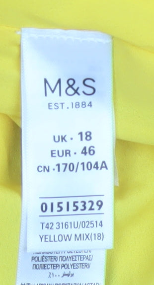 Marks and Spencer Womens Yellow Floral Chiffon Midi Dress Size 18