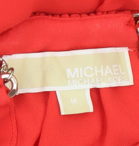 Michael Kors Women's Red Halter Fit & Flare Sleeveless Dress M