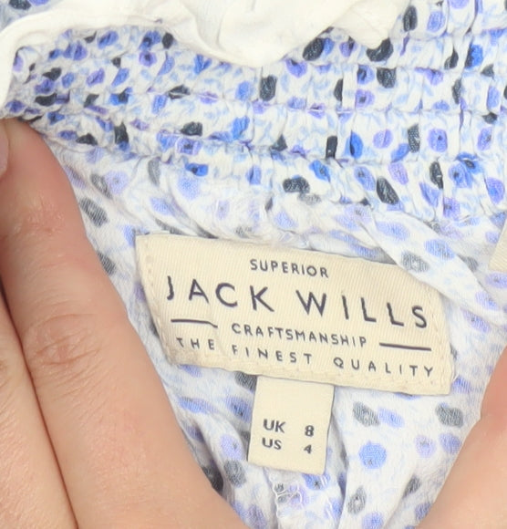 Jack Wills Women Blue Floral Viscose Casual Shorts UK 8