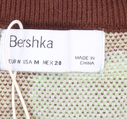 Bershka Women's Multicoloured Cropped Knit Vest Top M