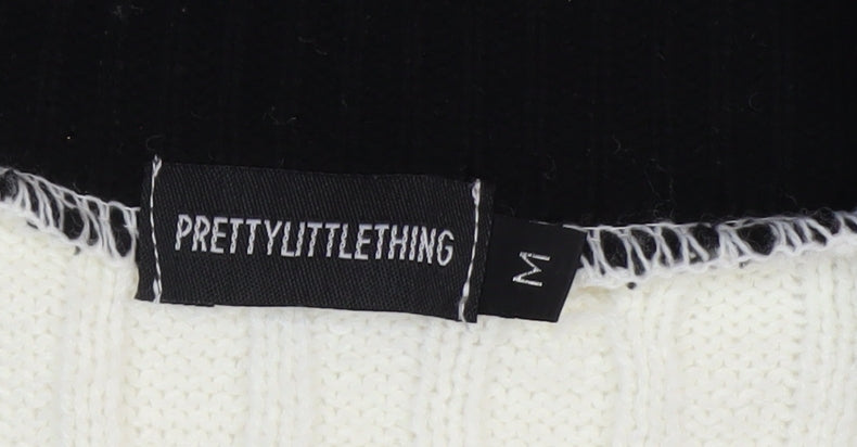 PrettyLittleThing Womens Ivory V-Neck Cable Knit Jumper Size M