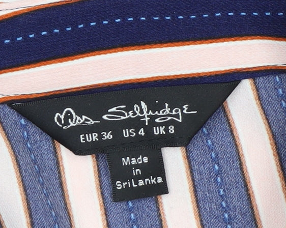 Miss Selfridge Women’s Multicoloured Striped Shirt Dress Size 8