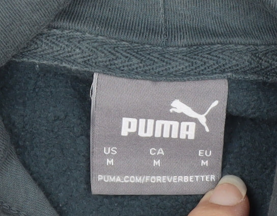Puma Men's Green Pullover Hoodie M Hooded Logo Sweatshirt