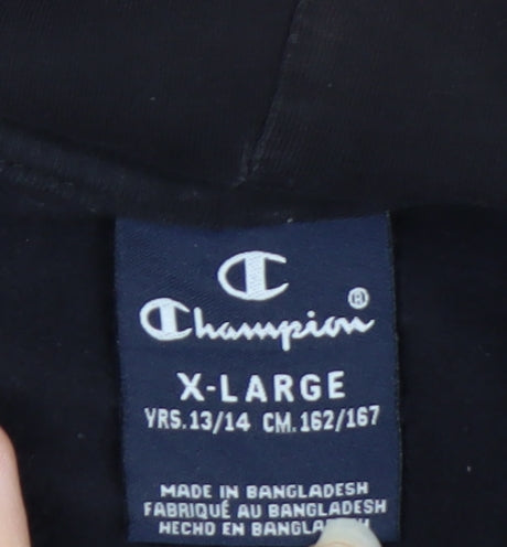 Champion Boys Black XL 13-14 Years Full Zip Hoodie Cotton Blend