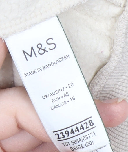 Marks and Spencer Womens Beige 1/2 Zip Pullover Sweatshirt Size 20