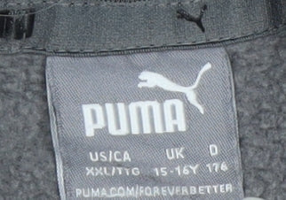 Puma Boys Grey Pullover Hoodie 15-16 Years Cotton Blend Logo Design