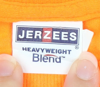 Jerzees Men's Orange Long Sleeve Sports Graphic Top Size S
