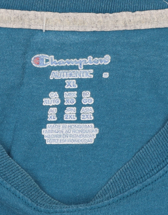 Champion Men's Blue XL Long Sleeve Crew Neck Cotton Top