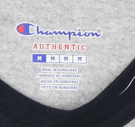 Champion Men's Grey 3/4 Sleeve Raglan Graphic Top Size M