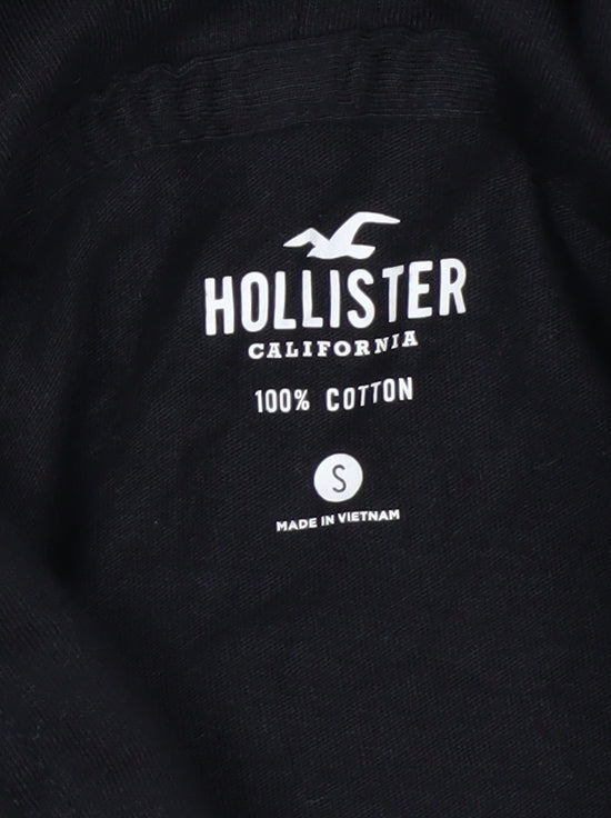 Hollister Men's Black Pullover Hoodie Small Cotton Graphic Logo