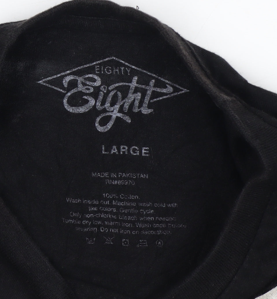 Eighty Eight Men's Black NASA Long Sleeve Graphic T-Shirt Size L