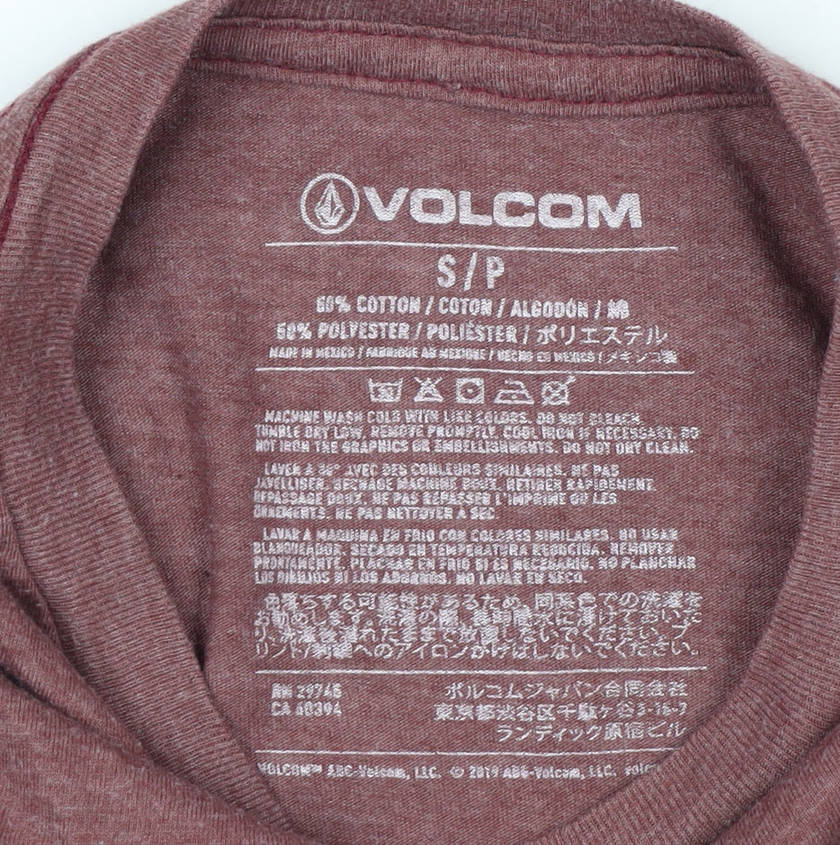 Volcom Men’s Red Long Sleeve Graphic Logo Crew Neck Top Size S