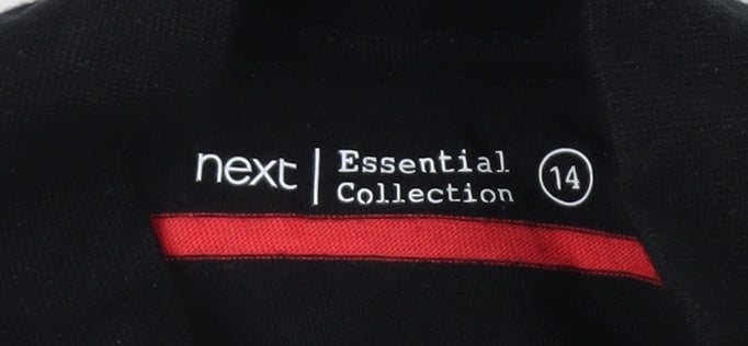 Next Womens Black Red Striped Roll Neck Cold Shoulder Top Size 14
