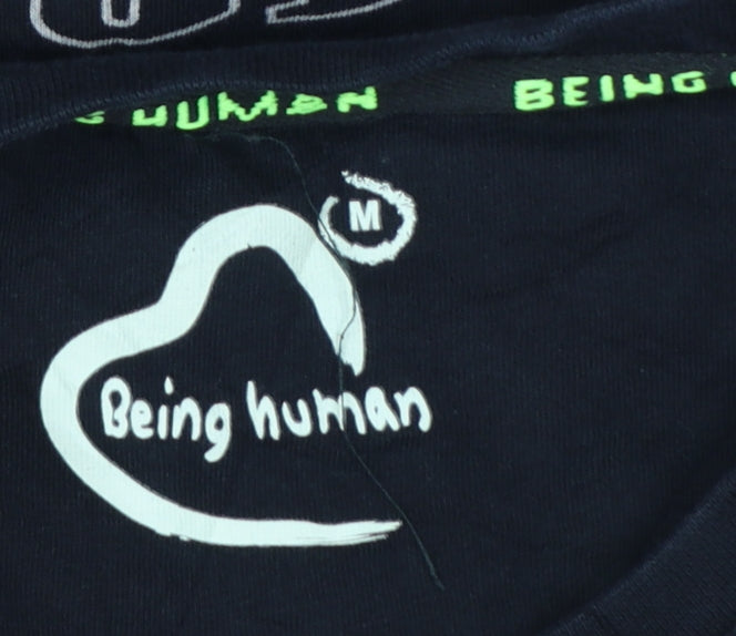 Being Human Men Black Graphic Logo Cotton Short Sleeve T-Shirt M