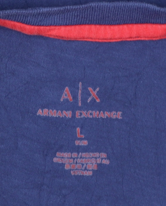 Armani Exchange Men's Blue Slim Fit Floral Graphic T-Shirt Size L