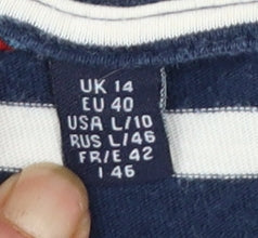 Regatta Women Blue Striped Long Sleeve Breton Cotton Top UK14