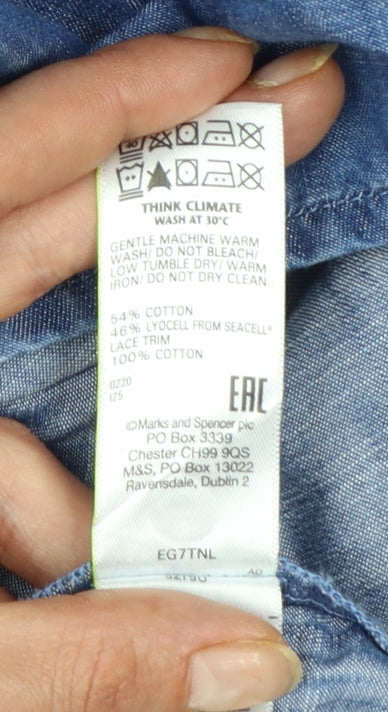 Marks and Spencer Womens Blue Chambray Shift Dress Size 12