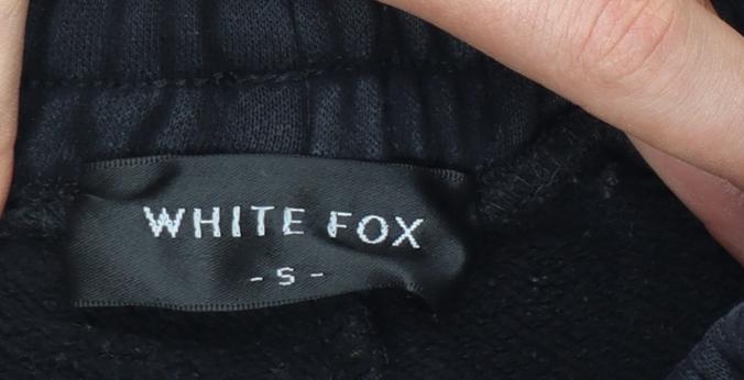 White Fox Women's Black Small Jogger Sweatpants with Logo Print