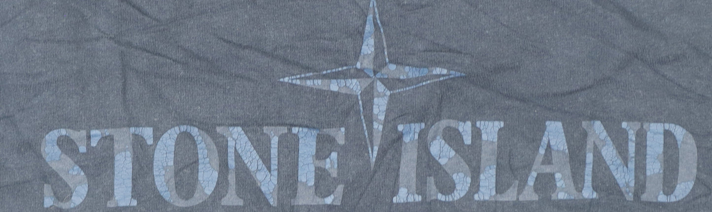 Stone Island Men's Blue Cotton Logo T-Shirt Size L Classic Designer