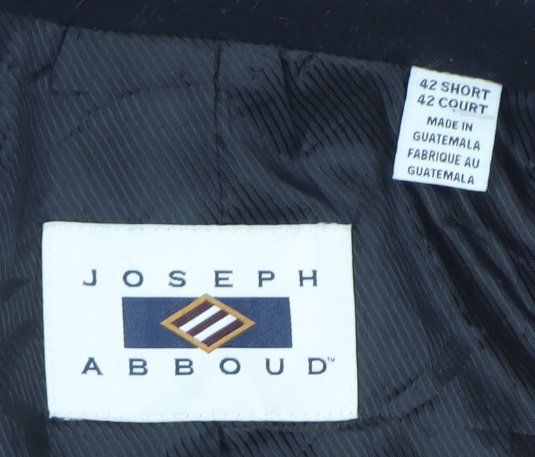 Joseph Abboud Men's Black Wool Overcoat 42 Classic Mid-Length