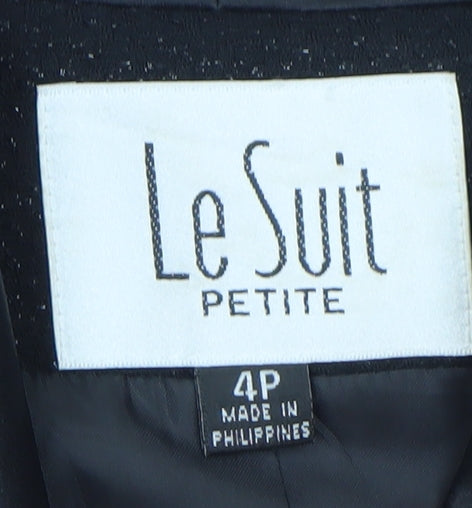 Le Suit Petite Black Notch Lapel Blazer Women’s Size 4P Formal Jacket