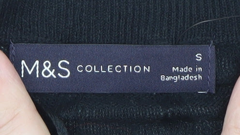 Marks and Spencer Women’s Black Linen Blend V-Neck Jumper Size S