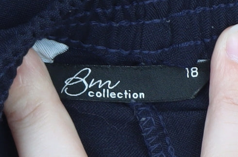 Bm Collection Women's Black Size 18 Elastic Waist Stretch Trousers