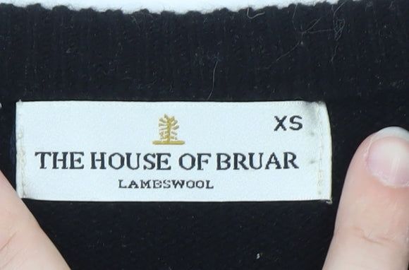 The House of Bruar Mens Black XS Lambswool Crew Neck Jumper