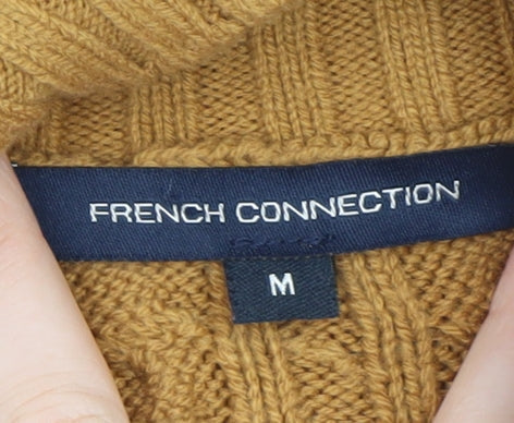 French Connection Womens Brown Roll Neck Cable Knit Wool Blend Vest M