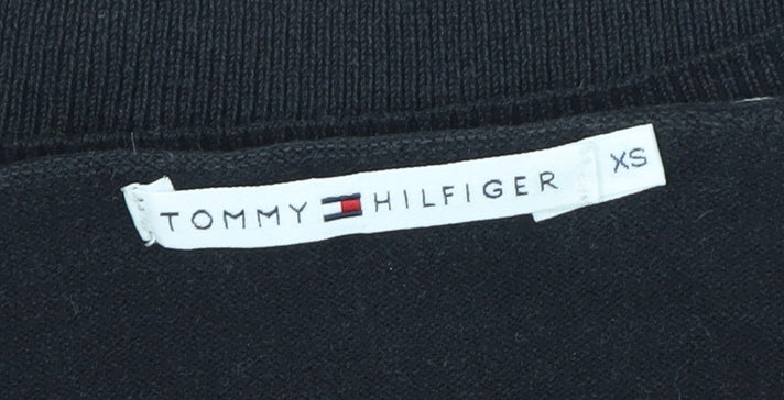 Tommy Hilfiger Men’s Black V-Neck Cotton Pullover Jumper XS