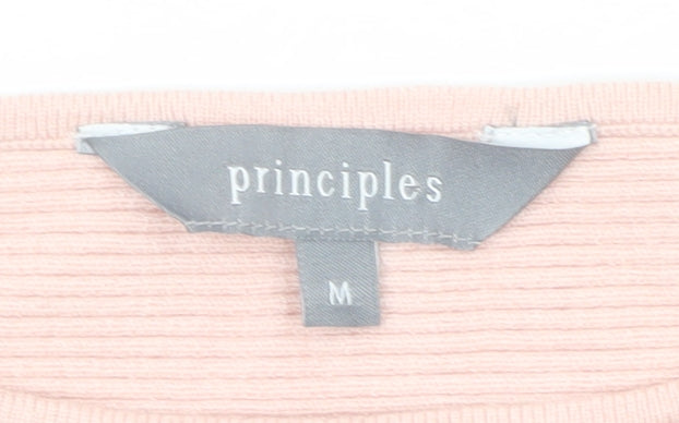 Principles Women Pink Boat Neck Long Sleeve Knit Jumper Medium