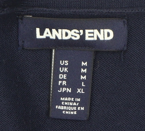 Lands' End Women's Blue Cotton Long Sleeve V-Neck Cardigan M