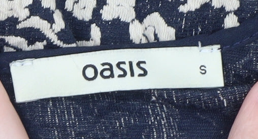 Oasis Women Blue Floral Jacquard Fit & Flare Dress Size S