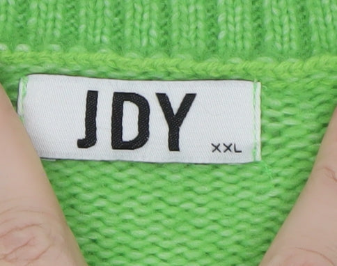 JDY Women's Green Crew Neck Knit Pullover Jumper Size 2XL