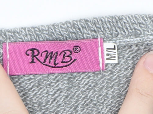 RMB Womens Grey Acrylic Knit Boat Neck Pullover Jumper Size M
