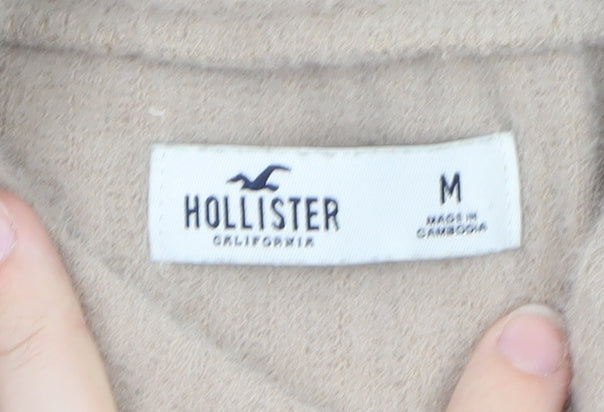 Hollister Women Beige Mock Neck Slim Knit Jumper Medium