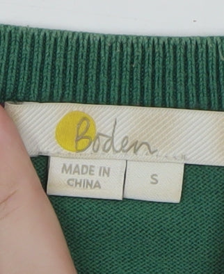 Boden Women Green Cotton Crew Neck Long Sleeve Jumper S