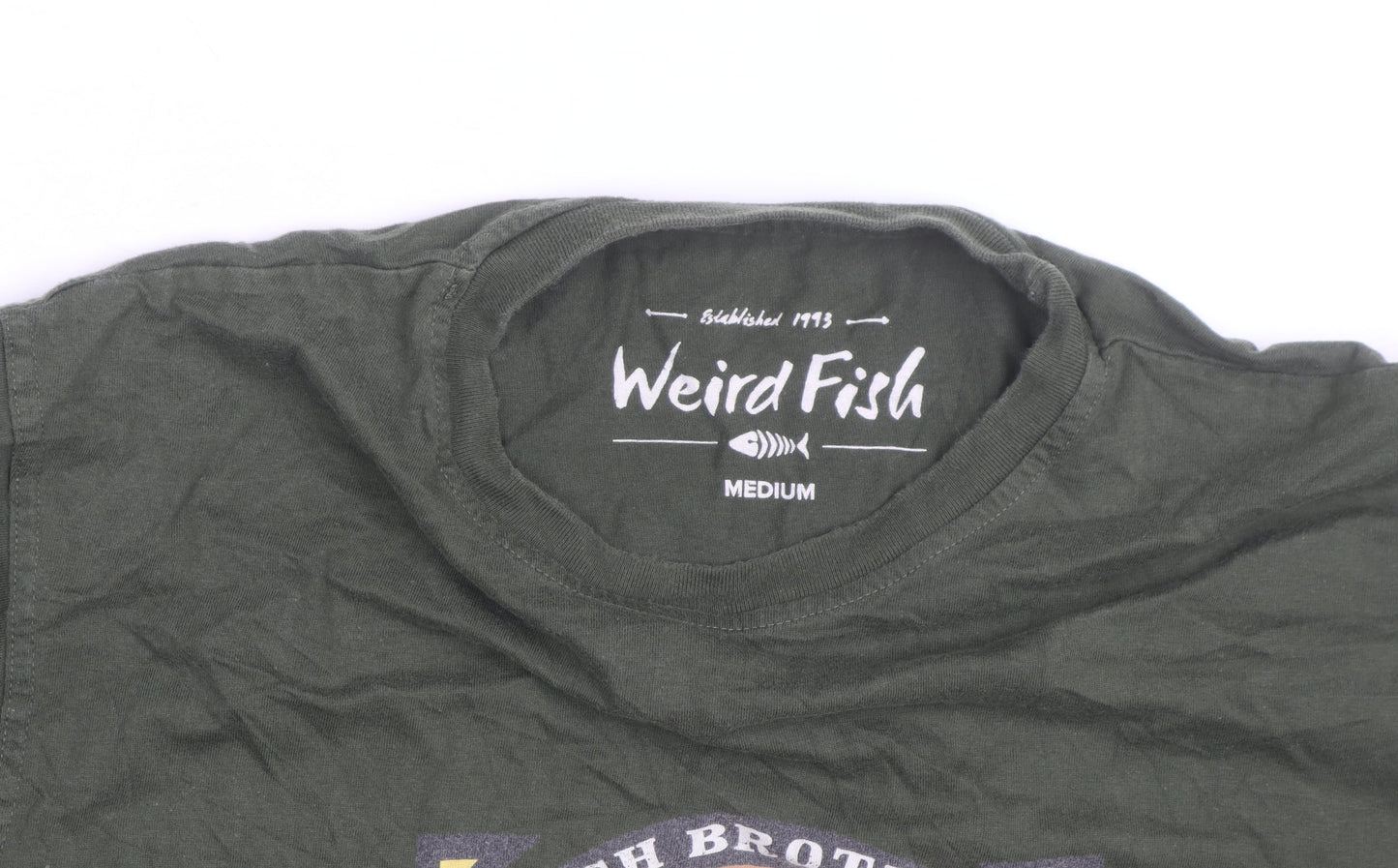 Weird Fish Men's Green Peaky Flounders Graphic Cotton T-Shirt Size M